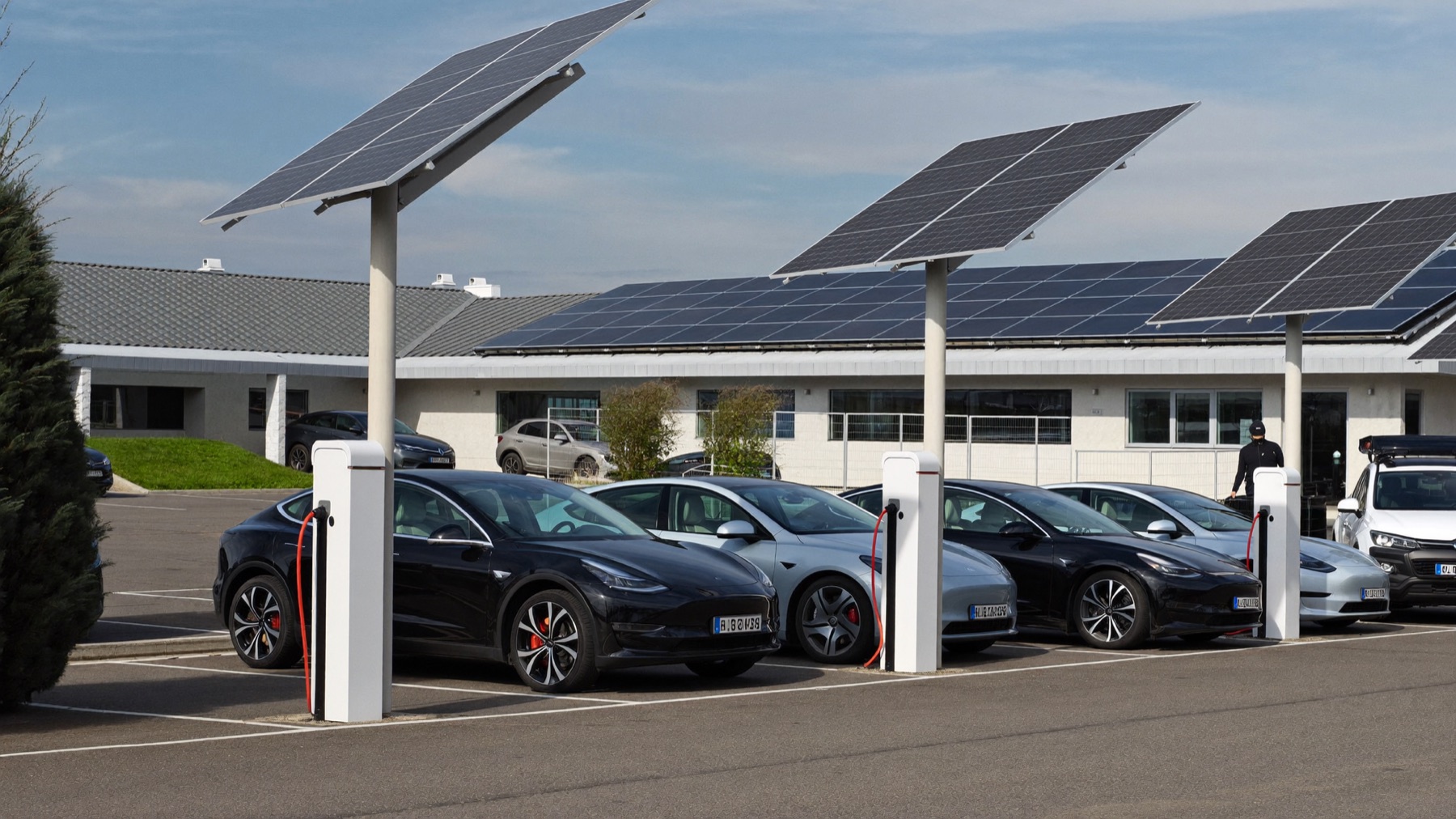 Laadplein met elektrische voertuigen